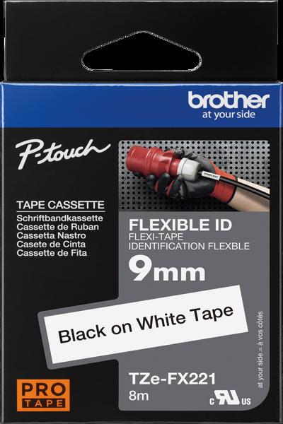 Brother TZe-FX221 - Adhesive - black on white - TZEFX221