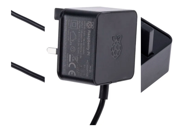 Raspberry Pi 5.1V DC Adapter 3A 15W USB-C - RPI4 PSU UK BLACK