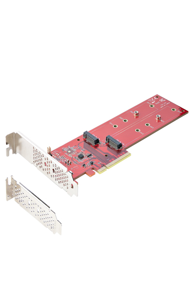 StarTech.com Dubbelt M.2 PCIe SSD-adapterkort, x8/x16 Dubbel NVMe eller AHCI M.2 SSD till PCI Express 4.0, Upp till 7,8 GBps/enhet, För 2242/2260/2280/22110 mm PCIe M-Key M2 SSD-diskar, Bifurcation krävs - DUAL-M2-PCIE-CARD-B