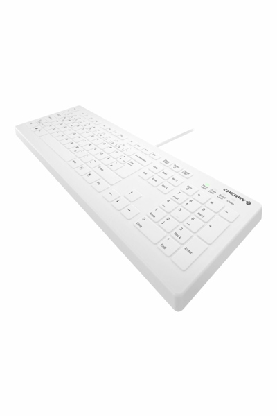 Cherry Flat Profile Hygiene Desktop Keyboard Sealed USB Whit - Keyboard - 105 keys - AK-C8112-U1-W/FR