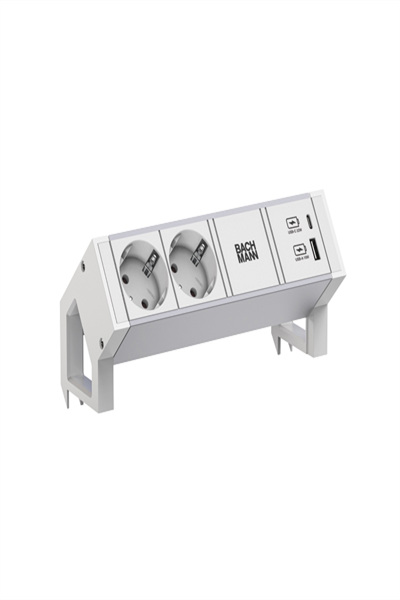 Bachmann DESK2 ALU Blanc 2xCEE7/3 1xUSB AC