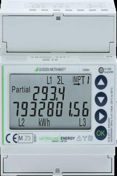Compteur d'énergie GMC Instruments MID réseau 4 fils 1(6)A 2T Modbus RTU
