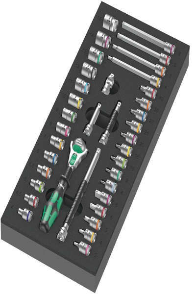 Wera 05150110001, 37 pièce(s), Noir, Vert, Acier, Noir, Vert, 1,24 kg, 40,5 cm, 18,5 cm