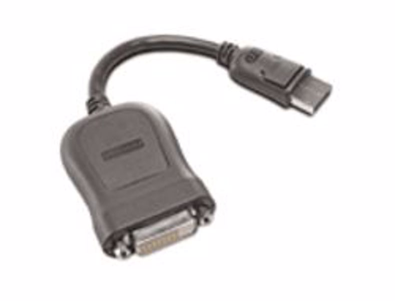 Lenovo - DVI-Kabel - Single Link - DisplayPort (M) bis DVI-D (W) - 20 cm - Grau - för ThinkCentre M70, M720, M75, M80, M90, M920, ThinkStation P340, P620, V50t-13, V530-15 - 45J7915