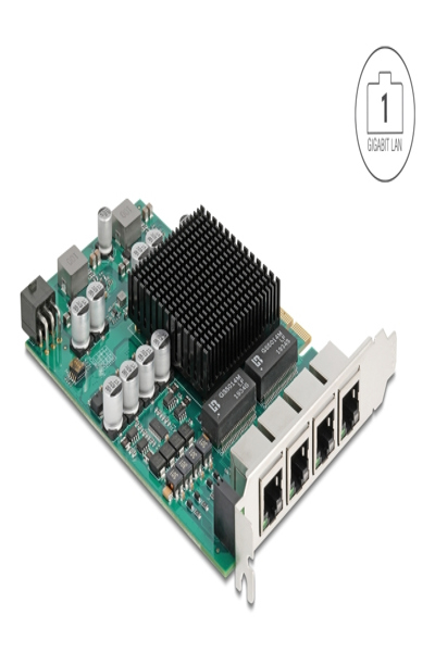 Delock PCI Express x4 Network Card LAN 4xRJ45 PoE+ - 86097
