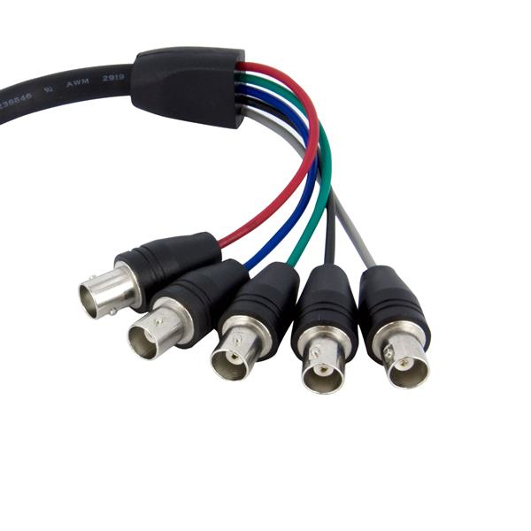 StarTech.com Coax HD15 VGA to 5 BNC RGBHV Monitor Cable - VGA-Kabel - HD-15 (M) - BNC (W) - 30cm - Schwarz (VGABNCMF1) - VGABNCMF1