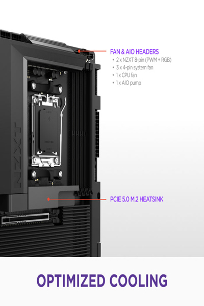 NZXT N7 B850 BLACK MOTHERBOARD AMD AM5 - N7-B85XT-B1