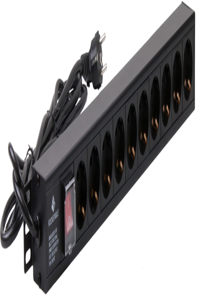 Rockstable 10 Way Power Strip - Power bar - Black - 1U - 2 m - 125/250 V - 50 - 60 Hz