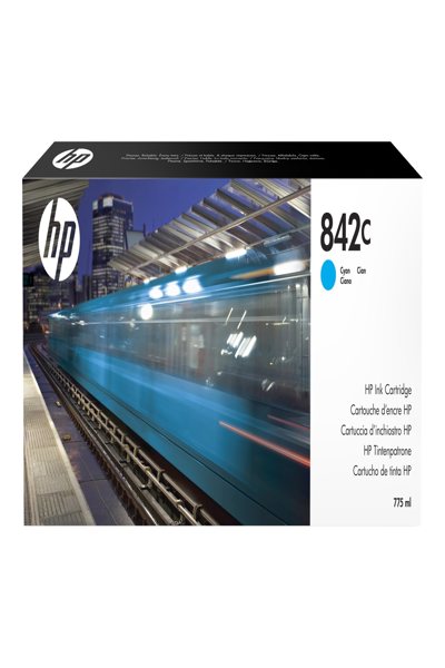 HP 842C 775-ml Cyan PageWide XL Ink Cartridge: Standard Yield - C1Q54A