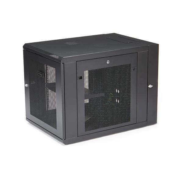 StarTech.com 12HE Wandmontage Server Rack - bis zu 81cm tief - Gehäuse mit Scharnier - Nätverksskåp - Server Schrank - Schrank für Rack-Gehäuse - Wand montierbar - Schwarz - 12U - RK1232WALHM