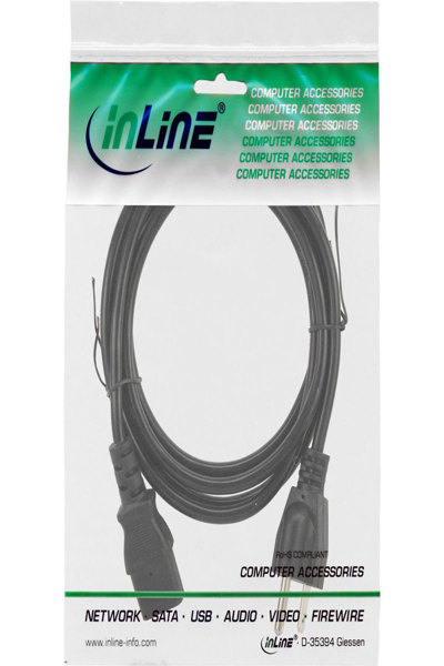 Câble d'alimentation en ligne mâle USA / IEC C13 mâle 3 broches - 18 AWG - 1,8 m