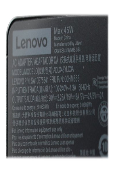 Lenovo - Strömadapter - 45 Watt - FRU - för Tablet 10, ThinkPad A285, A485, E48X, E58X, ThinkPad Yoga 11e (5th Gen) (00HM663) - 00HM663