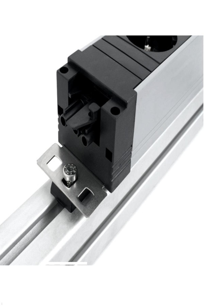 Bachmann STEP ALU 1x USB, 1x custom module, 2x power outlet, Indoor, Type F, No plug, IP20, Aluminum, Black, 2 AC outlet(s) - 9060218