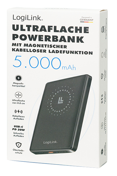 LogiLink PA0352 - Powerbank LiPo MagSafe 15 W USB-C PD schwarz - PA0352