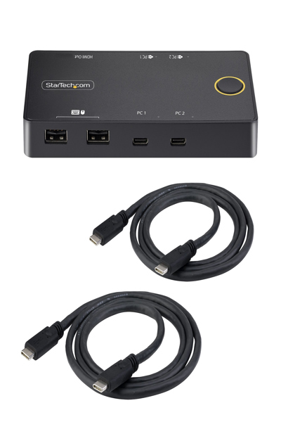 StarTech.com 2-portars USB-C KVM-switch, enkel 4K 60Hz HDMI-skärm, dubbla 100W strömförsörjningsportar, bussdriven, kompatibel med USB typ-C/USB4/Thunderbolt 3/4 - C2-H46-UC2-PD-KVM