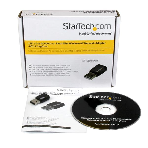 StarTech USB 2.0 AC600 Mini Dual Band Wireless-AC Network Adapter - 1T1R 802.11ac WiFi Adapter - 2.4GHz / 5GHz USB Wireless (USB433WACDB) - Network adapter - USB 2.0 - USB433WACDB