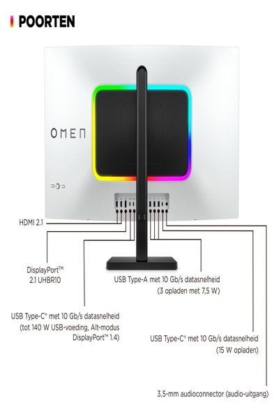 HP OMEN Transcend 32 UHD OLED Gaming Monitor: 32-inch 4K OLED gaming monitor. - 9R181AA#ABB