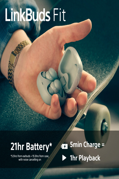 Sony LinkBuds Fit – Äkta trådlösa hörlurar med mikrofon - WFLS910NW