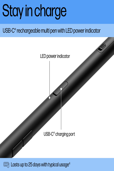 HP 700 Rechargeable Multi Pen: Touchpen with 2 Keys - 93Z27AA#ABB