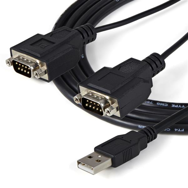 StarTech 2 port FTDI USB to serial RS232 adapter - USB to RS-232 Cable - Serial Adapter - USB - RS-232 x 2 - Black (ICUSB2322F) - ICUSB2322F