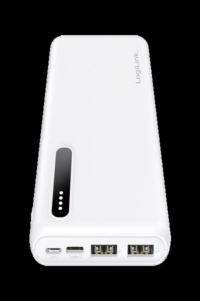 LogiLink 8000mAh Power Bank 2xUSB-A câble 2-en-1 Blanc