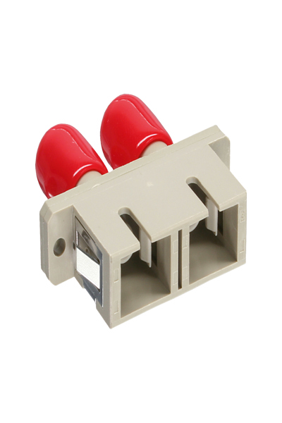 Adaptateur fibre optique InLine Duplex ST/SC mâle, manchon métallique gris avec bride