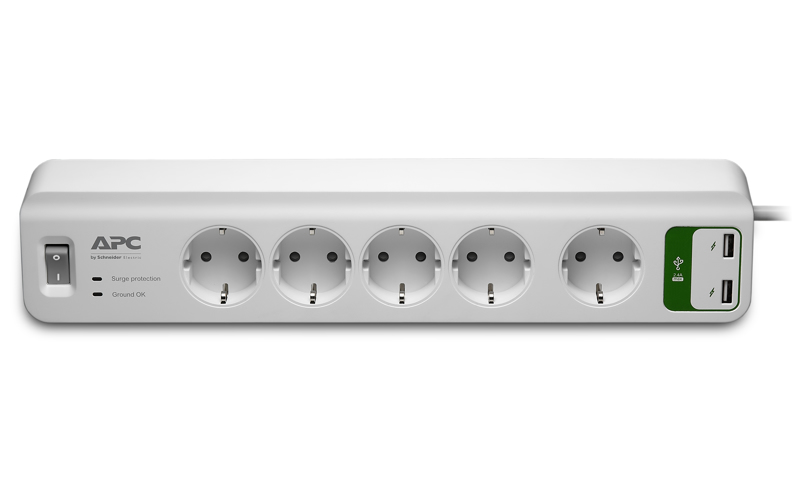 APC SurgeArrest Essential - Överspänningsskydd - 230 V - 2300 Watt - Utgångsanslutningar: 5 - PM5U-GR