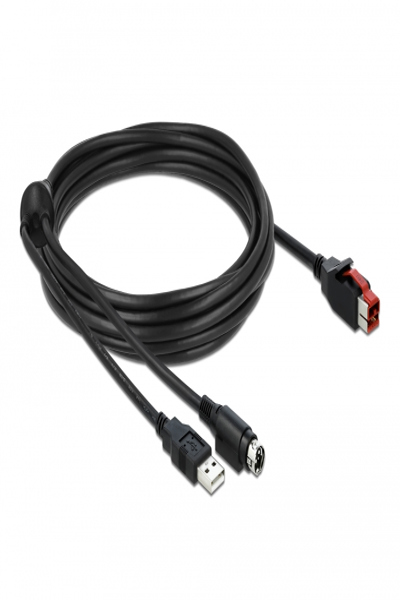 Delock PoweredUSB cable - USB PlusPower (24 V) (M) to USB, Power mini-DIN (M)