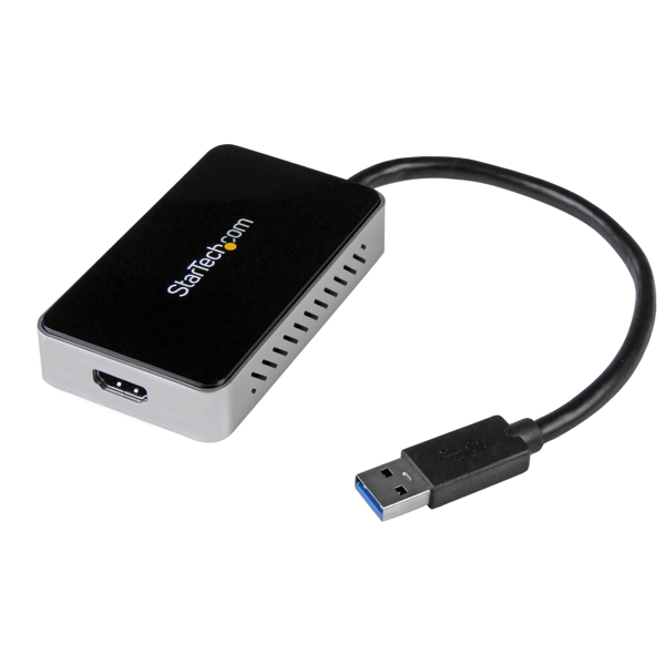 StarTech USB 3.0 Super Speed to HDMI multi-monitor adapter - external graphics card with 1 port USB hub - 1920x1200/ 1080p - external video adapter - T5-302 - 16 MB - black - USB32HDEH