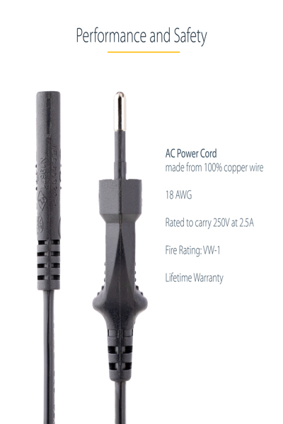 StarTech.com 2m nätsladd för bärbar dator EU-kontakt till C7 - 752E-2M-POWER-LEAD