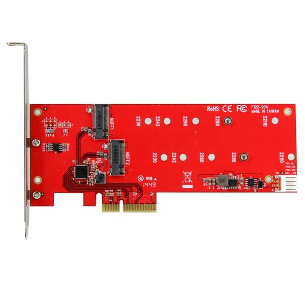 StarTech 2x M.2 SATA SSD Controller Card - PCIe - PCIe - M.2 - Full-height / Low-profile - PCI 2.0 - Red - CE - FCC - TAA - PEX2M2