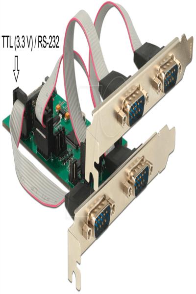 Delock PCI Express Card > 3 x Serial RS-232 + 1 x TTL 3.3 V / RS-232 with Voltage Supply - 62922
