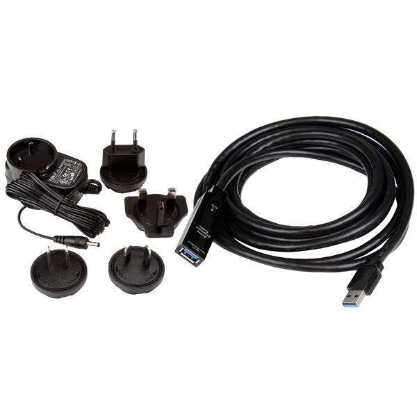 StarTech.com 3m USB 3.0 Active Extension Cable - M/F - 3 m - USB A - USB A - USB 3.2 Gen 1 (3.1 Gen 1) - Black - USB3AAEXT3M