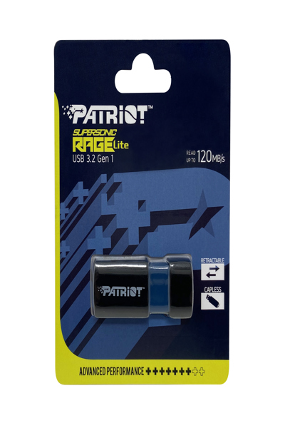 PATRIOT Memory RAGE LITE, 1 TB, USB Type-A, 3.2 Gen 1 (3.1 Gen 1), 120 MB/s, Slide, Black - PEF1TBRLB32U