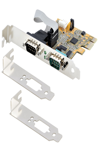 StarTech.com 2-Port PCI Express Serial Card, Dual Port PCIe to RS232 (DB9) Serial Interface Card, 16C1050 UART, Standard or Low Profile Brackets, COM Retention, For Windows & Linux - 21050-PC-SERIAL-CARD