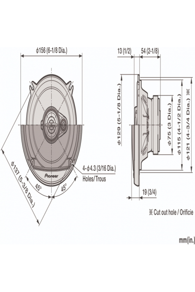 Pioneer TS-A1371F 3-Way 300W 50W 4Ω 89dB 44-52000Hz - 1027459
