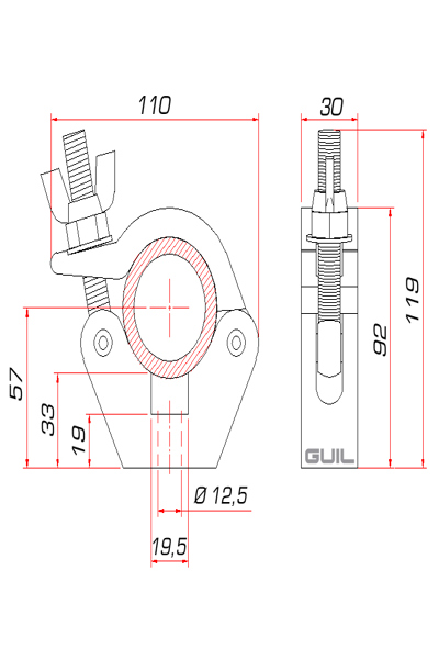 Guil ABZ-36 - Clamp coupling with a cylindrical 10 cm plug-in pin made of solid - ABZ-36
