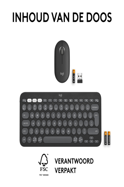 Logitech 920-012209 - Wireless - RF Wireless + Bluetooth - Scissor key switch - AZERTY - Graphite - Mouse included - 920-012209