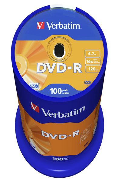 Verbatim 100 x DVD-R - 4.7 GB 16x - 43549#PK1