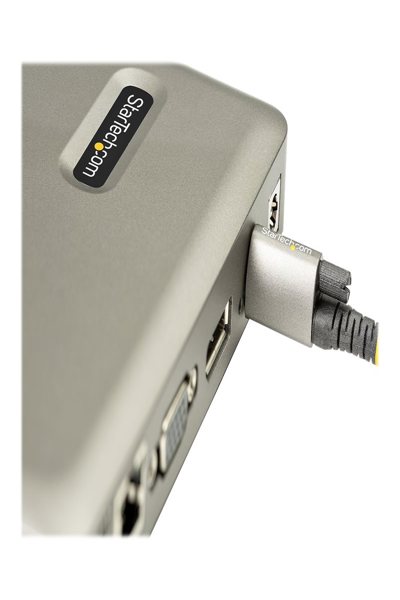StarTech.com USB C-docka, USB-C till DisplayPort 4K 30Hz eller VGA, Mini USB-C-dockningsstation för bärbar dator med 65W strömförsörjning och genomströmningsladdning, 4-portars USB 3.1 Gen 1-hubb, GbE - DKM30CHDPDUE
