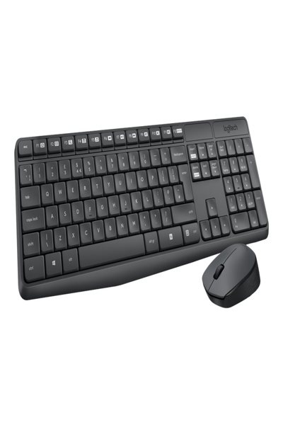 Logitech MK235 Wireless Keyboard and Mouse Combo - Full-size (100%) - Wireless - USB - QWERTY - Grey - Mouse included - 920007919