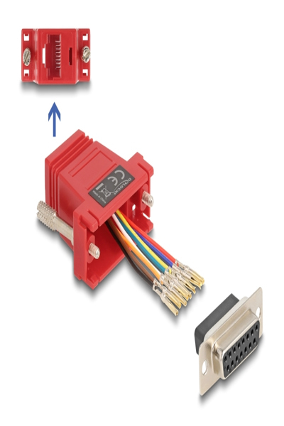 Delock Seriell adapter - 15-stifts D-Sub (DB-15) (hona) skruvbar till RJ-45 (8-stifts) (hona) - 67112