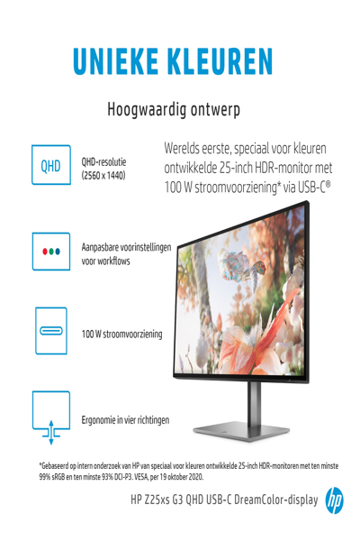 HP Z25xs G3 QHD USB-C DreamColor Display: 25-inch, 2560x1440 - 1A9C9AA#UUZ
