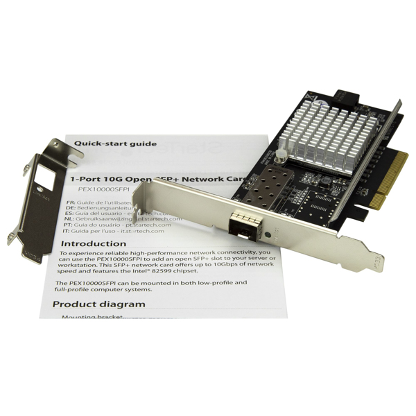 StarTech 1-Port 10G Open SFP+ Network Card - PCIe - Intel Chip - MM/SM - Internal - Wired - PCI Express - Fiber - 10000 Mbit/s - Black - PEX10000SFPI