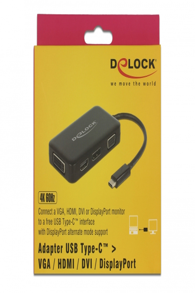 Delock 63929 - USB Type-C Docking Station - DVI/DP/HDMI/VGA - Black - 63929