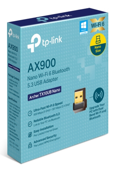 TP-LINK AX900 Nano Dual Band Wi-Fi 6 Bluetooth 5 Adapter - ARCHER TX10UB NANO