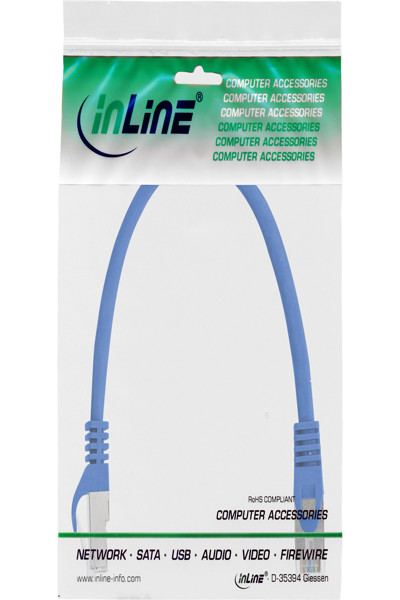Câble de raccordement InLine Cat.5e SF/UTP bleu 0,3 m