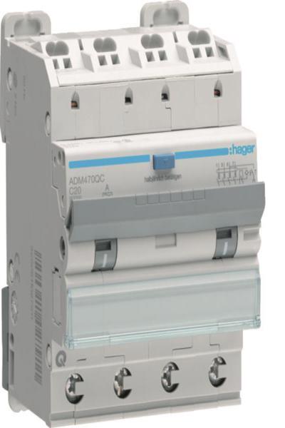 Disjoncteur différentiel Hager ADM470QC 4P 6 kA C-20 A 30 mA type A QC/QB