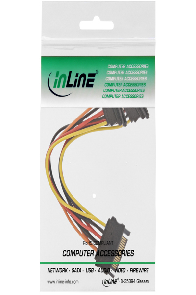 Câble d'alimentation SATA en Y InLine 2x SATA avec loquets 0,30 m