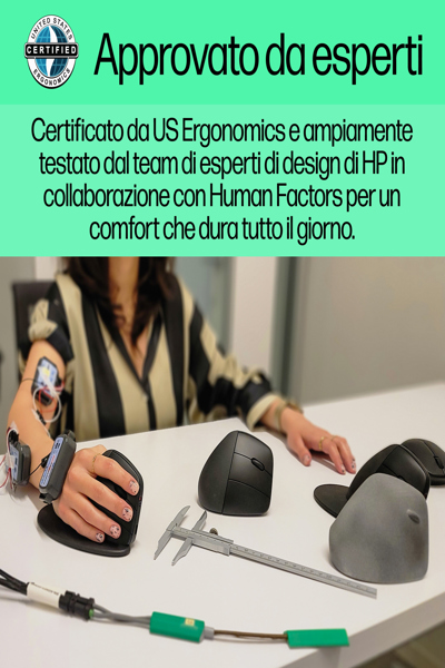 HP 920 Ergonomic Wireless Mouse: Right-hand, Vertical Design, 4000 DPI - 6H1A4AA